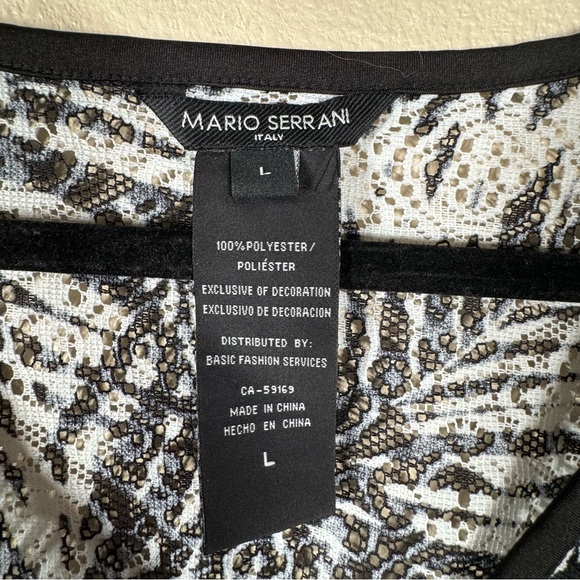 Mario Serrani Italy Beach Cover Up Black White Tropical Print Tunic Dress Large - Picture 6 of 10